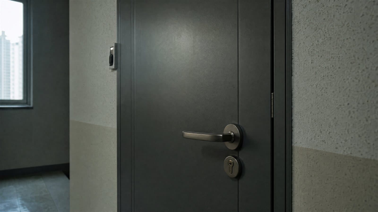 굳게 닫힌 주택 현관문 — 연락이 끊긴 채 문이 닫혀 있어도 짐이 남아 있다면 점유는 유지되고 있는 것으로 다루어집니다